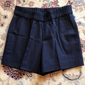 Pleated navy dress shorts